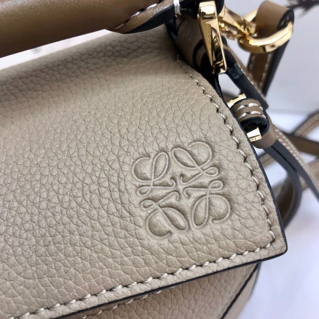 LOE MINI 18 PUZZLE BAG IN DARK KHAKI GREEN CALFSKIN