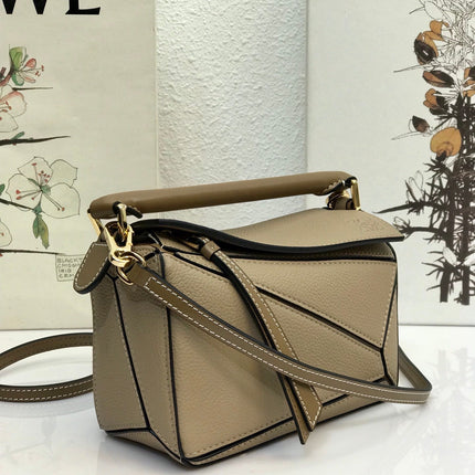 LOE MINI 18 PUZZLE BAG IN DARK KHAKI GREEN CALFSKIN