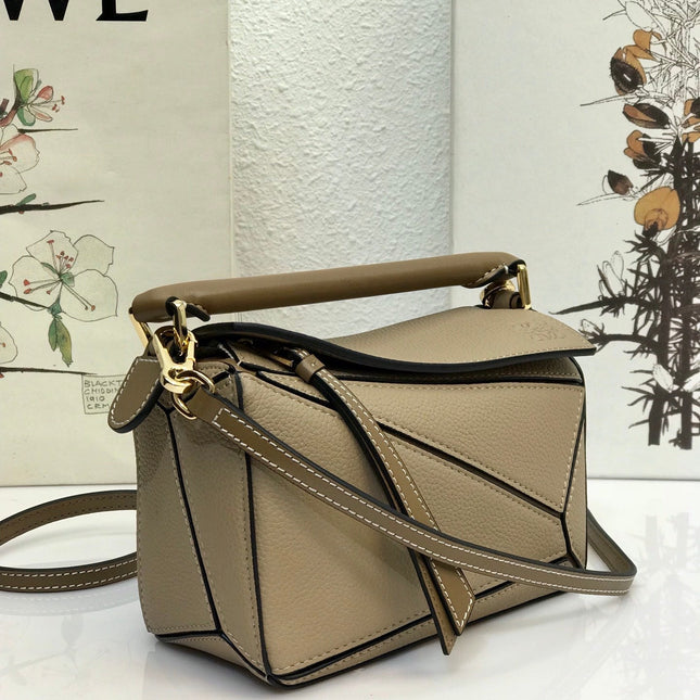 LOE MINI 18 PUZZLE BAG IN DARK KHAKI GREEN CALFSKIN