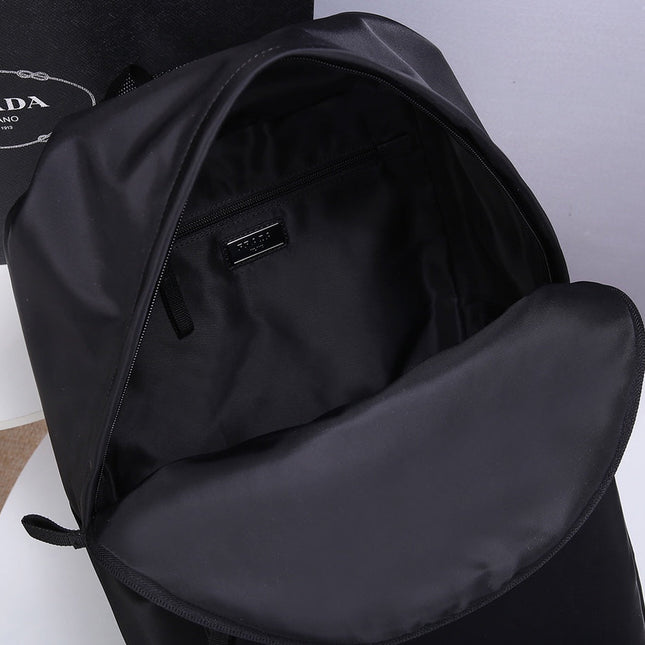 PRA BACKPACK 39 IN BLACK RE-NYLON AND SAFFIANO LEATHER