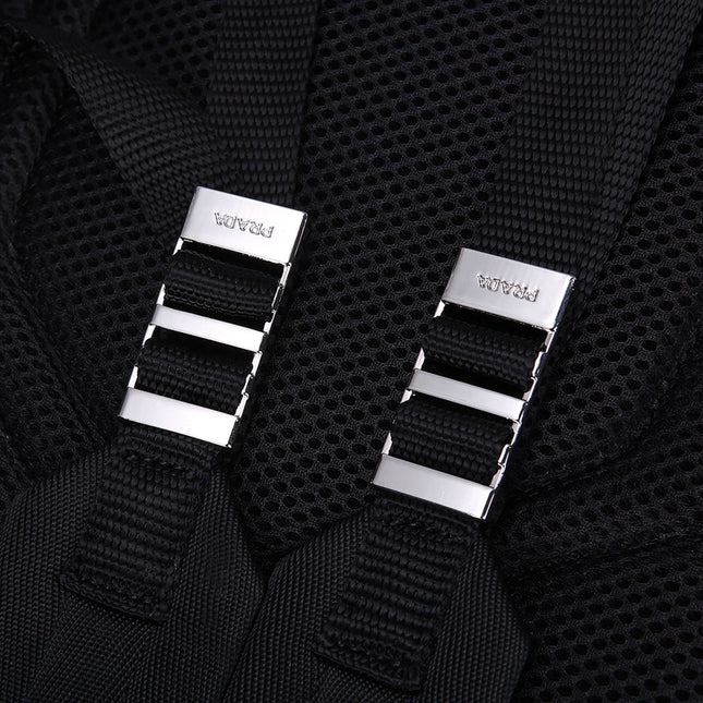 PRA BACKPACK 39 IN BLACK RE-NYLON AND SAFFIANO LEATHER