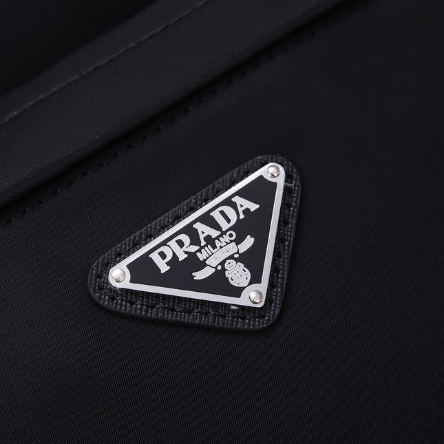 PRA BACKPACK 39 IN BLACK RE-NYLON AND SAFFIANO LEATHER