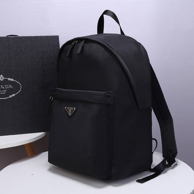 PRA BACKPACK 39 IN BLACK RE-NYLON AND SAFFIANO LEATHER