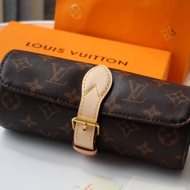 LV 25S ASTUCCIO PER 3 OROLOGI 20 IN BROWN MONOGRAM CALFSKIN