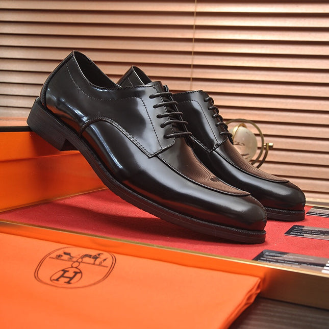 HM BUSINESS LACE UP SHOES GLOSSY BLACK CALFSKIN