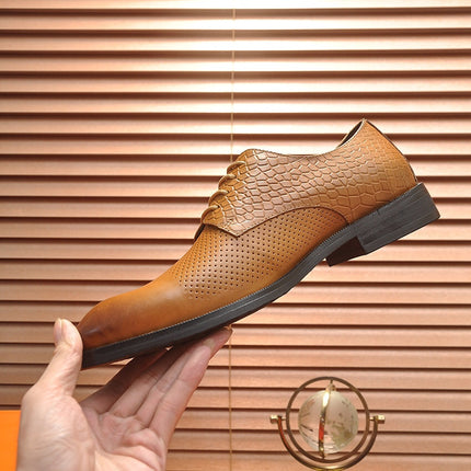 HM BUSINESS LACE UP SHOES BRONZE CALFSKIN WITH MESH MOTIF