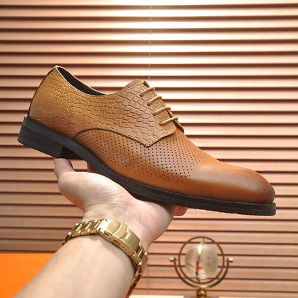 HM BUSINESS LACE UP SHOES BRONZE CALFSKIN WITH MESH MOTIF