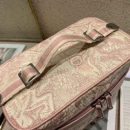 CROSSBODY MINI 18 VANITY CASE IN PEACH PINK MONOGRAM OBLIQUE JACQUARD