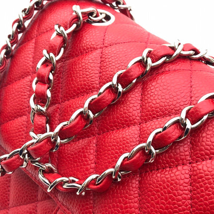 FLAP BAG MEDIUM 25CM RED CAVIAR SILVER HARDWARE