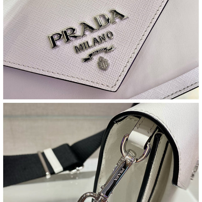 ENVELOPE FLAP BAG 20 IN WHITE SAFFIANO LEATHER