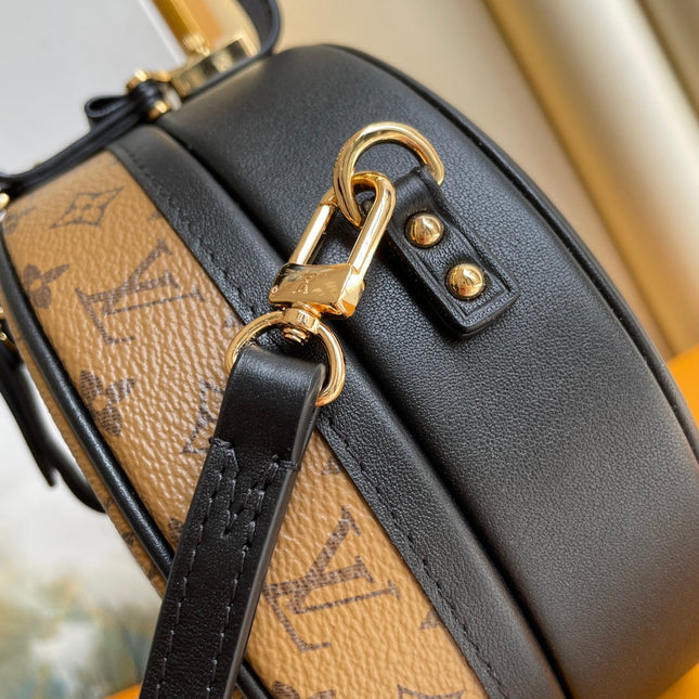 LV 25S PETITE BOITE CHAPEAU 17 IN BLACK MONOGRAM REVERSE CALFSKIN