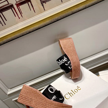 WOODY WEDGE IN BLACK DENIM WITH WHITE LOGO