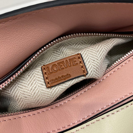 LOE MINI 18 PUZZLE BAG IN LIGHT PINK MIX YELLOW CALFSKIN