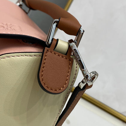 LOE MINI 18 PUZZLE BAG IN LIGHT PINK MIX YELLOW CALFSKIN