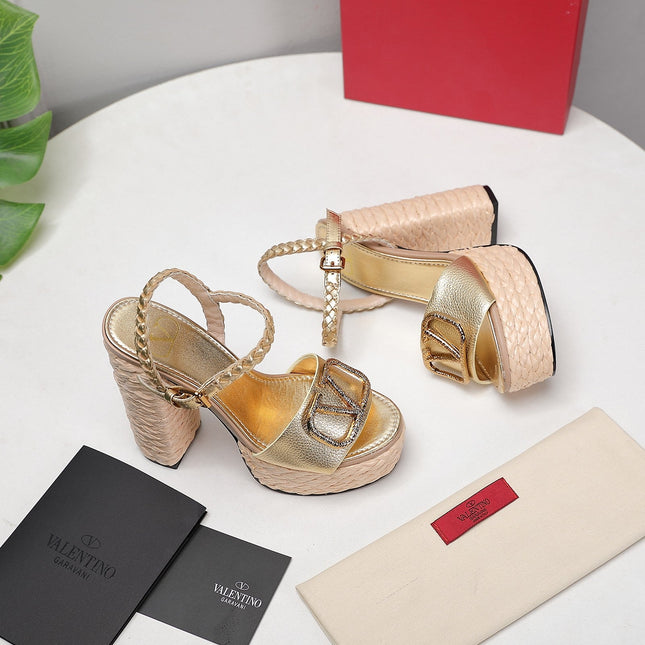 VLTN ESPADRILLE WEDGE SANDALS 25S 130 MM IN GOLD LAMBSKIN WITH GOLD HARDWARE