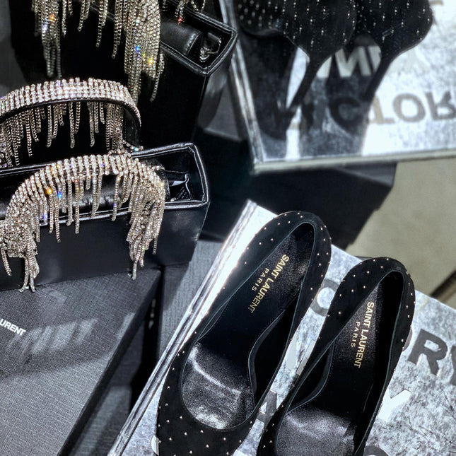 SL CHARLOTTE BEADED PUMPS BLACK SUEDE