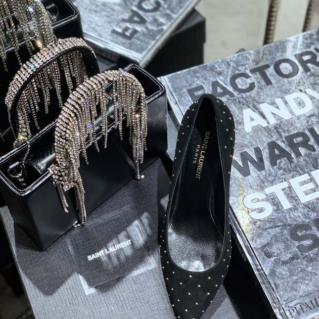 SL CHARLOTTE BEADED PUMPS BLACK SUEDE