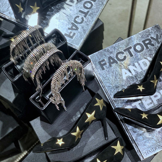 SL CHARLOTTE GOLD STAR PUMPS BLACK SUEDE