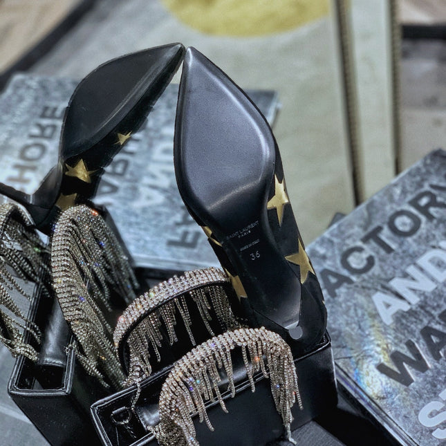 SL CHARLOTTE GOLD STAR PUMPS BLACK SUEDE