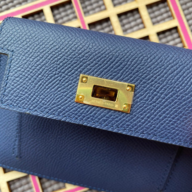 HM Kelly Pocket 13.5 Blue Epsom Ghw