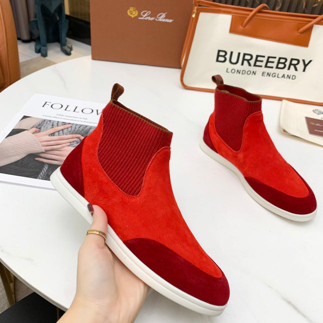 LP CHARMS ANKLE BOOTS RED ORANGE CASHMERE FABRIC