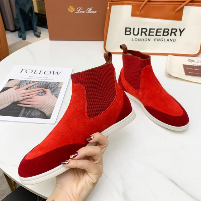 LP CHARMS ANKLE BOOTS RED ORANGE CASHMERE FABRIC