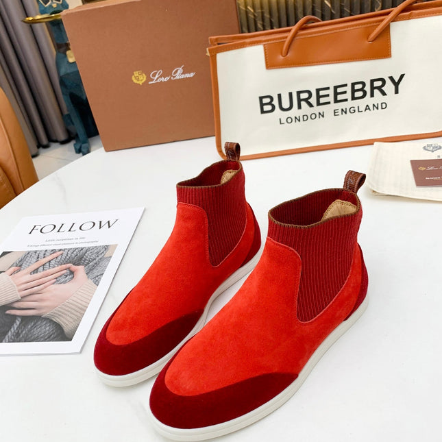 LP CHARMS ANKLE BOOTS RED ORANGE CASHMERE FABRIC