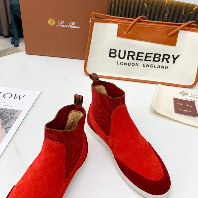 LP CHARMS ANKLE BOOTS RED ORANGE CASHMERE FABRIC