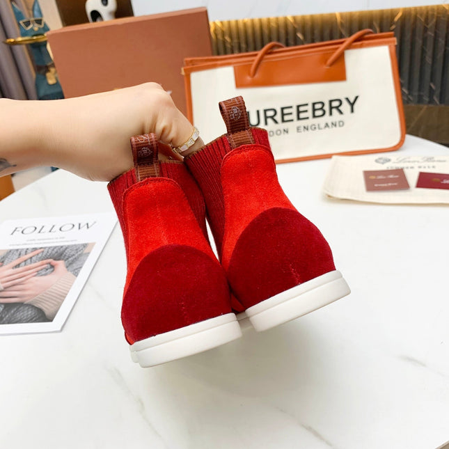 LP CHARMS ANKLE BOOTS RED ORANGE CASHMERE FABRIC