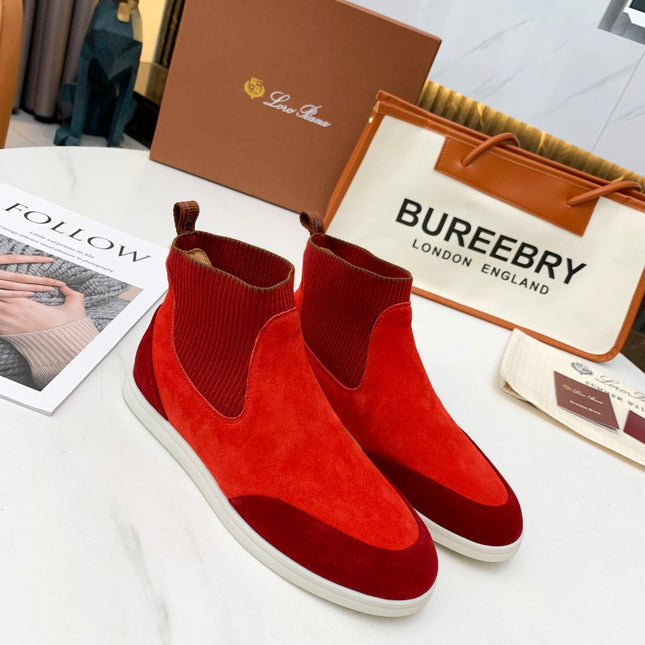 LP CHARMS ANKLE BOOTS RED ORANGE CASHMERE FABRIC
