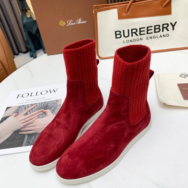 LP COCOON WALK ANKLE BOOTS CHERRY CASHMERE FABRIC