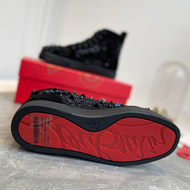 FUNNYTO STUDDED HIGH-TOP SNEAKERS IN BLACK LEATHER COMÈTE