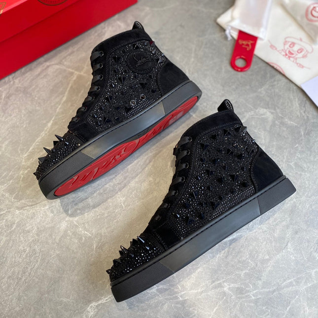 FUNNYTO STUDDED HIGH-TOP SNEAKERS IN BLACK LEATHER COMÈTE
