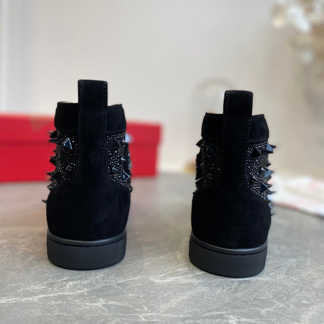 FUNNYTO STUDDED HIGH-TOP SNEAKERS IN BLACK LEATHER COMÈTE