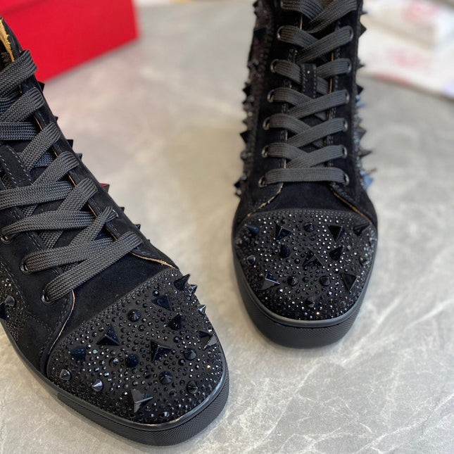 FUNNYTO STUDDED HIGH-TOP SNEAKERS IN BLACK LEATHER COMÈTE