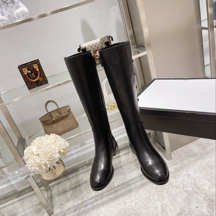 GG CLASSIC KNEE HIGH BOOTS IN BLACK IMPORTED CALFSKIN