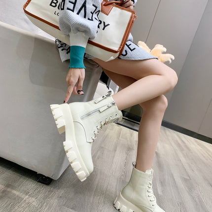 PRADA 25S SNOW BOOTS  IN WHITE CALFSKIN