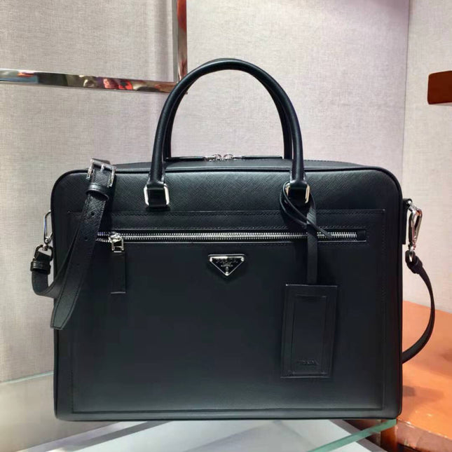 PRA 38 BRIEFCASE IN BLACK SAFFIANO LEATHER