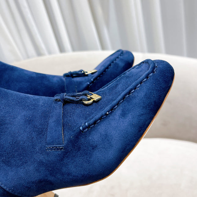 LP CHARMS ANKLE BOOTS METAL LOCK COBALT SUEDE