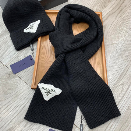 SET SCARF AND HAT IN BLACK WOOL AND RABBIT FUR 386077