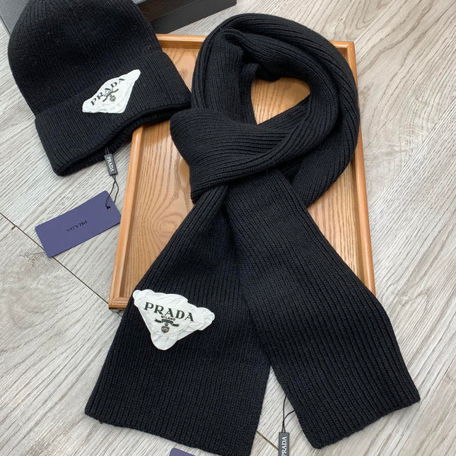 SET SCARF AND HAT IN BLACK WOOL AND RABBIT FUR 386077