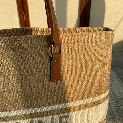 CABAS 44 PRINTED CANVAS BROWN WHITE TOTE