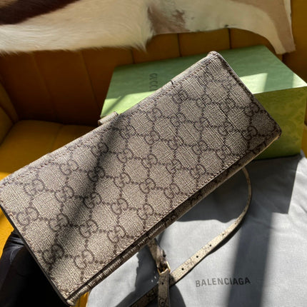 GG x BALENCIAGA HOURGLASS BAG 22 IN BEIGE EBONY MONOGRAM CANVAS GOLD HARDWARE