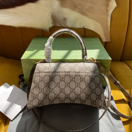 GG x BALENCIAGA HOURGLASS BAG 22 IN BEIGE EBONY MONOGRAM CANVAS GOLD HARDWARE