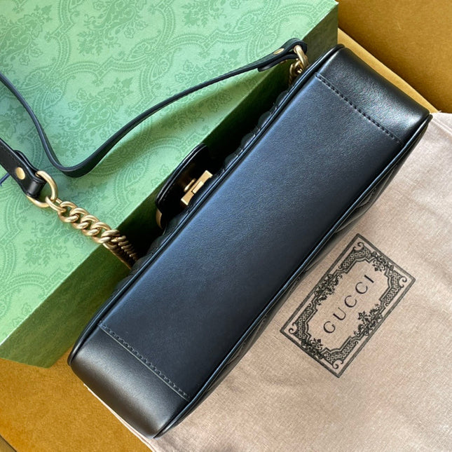 GG MARMONT MATELASSÉ LARGE 26 BAG BLACK CALFSKIN