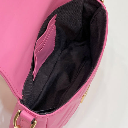 BAGUETTE MINI 19 DARK PINK NAPPA LEATHER BAG WITH FF MOTIF