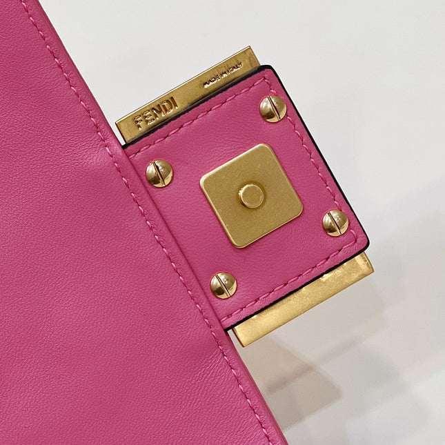 BAGUETTE MINI 19 DARK PINK NAPPA LEATHER BAG WITH FF MOTIF