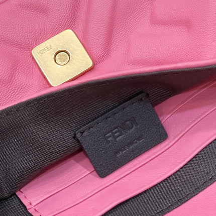 BAGUETTE MINI 19 DARK PINK NAPPA LEATHER BAG WITH FF MOTIF