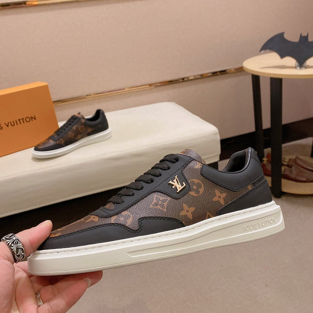 LV TRAINER IN BLACK MIX CHOCOLATE BROWN CALFSKIN