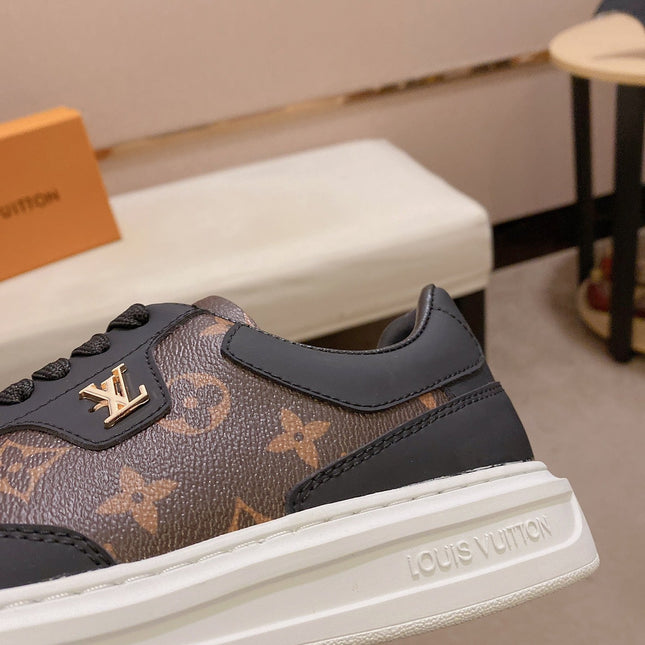 LV TRAINER IN BLACK MIX CHOCOLATE BROWN CALFSKIN